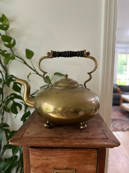 Vintage Brass Footed Kettle